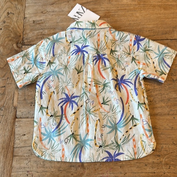 Zara Boys 2-3 years Shirt Short Sleeve Button Front aloha  Hawaiian shirt nwt - Picture 7 of 7